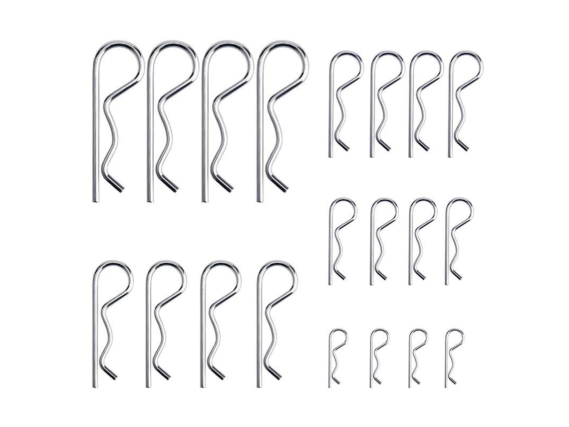 Kit De 20 Clips R Y Pasadores De Retención Zinc Plated M1.2-m3.5 Para Equipos Agrícolas Y Vehículos