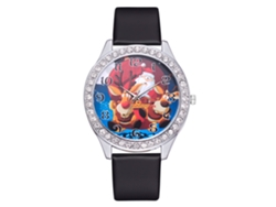 Reloj De Pulsera De Cuarzo Para Mujer Con Correa De Piel Sintética Y Diamantes De Imitación (negro)