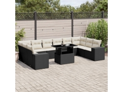 Conjunto de sofás de jardín de 11 piezas DKD Home Decor con cojines de mimbre negros