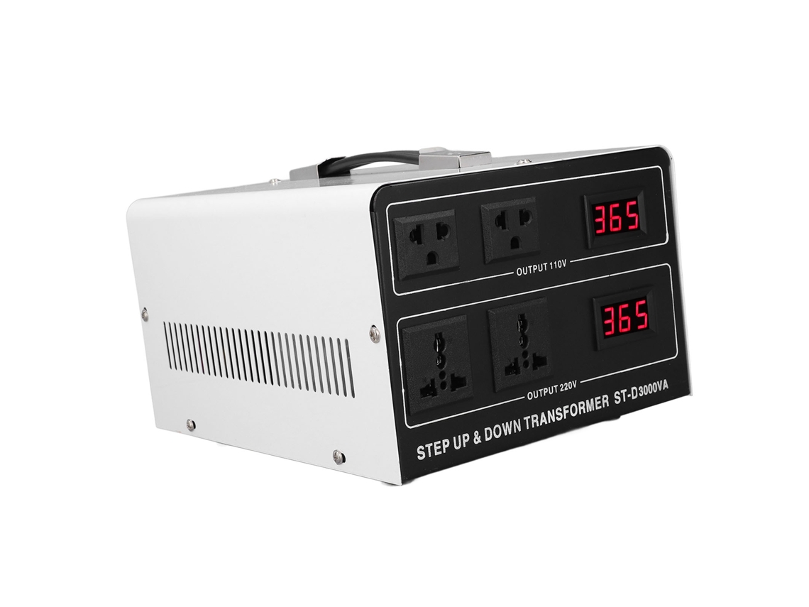 Transformador convertidor de voltaje con pantalla LED, de 220 V a 110 V y viceversa, enchufe estadounidense de 110 V.