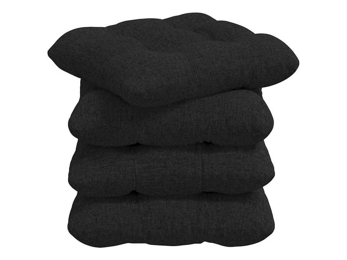 Cojines para asiento, 4 unidades, color negro, 40 x 40 x 12 cm, tela HARLANV1