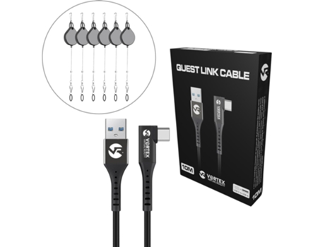 Juego de Cables Usb-A de 10 M + Ganchos de Suspensión para Cables Oculus Quest 2 VORTEX VR
