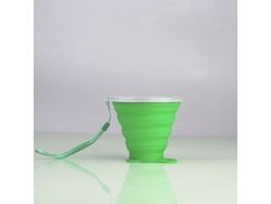 Botella de agua plegable de silicona Mdug, con vaso telescópico, ecológica (verde)