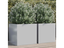 Jarrones/jardineras 2 uds 49x47x46 cm Acero galvanizado Plata Dkd Home Decor