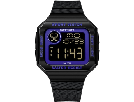VEANXIN Relojes Reloj de pulsera con alarma impermeable y correa digital deportiva cuadrada-Azul