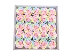 25 Jabones de Rosas Multicolores, Caja Regalo, Cumpleaños, Boda MEOIRUERY