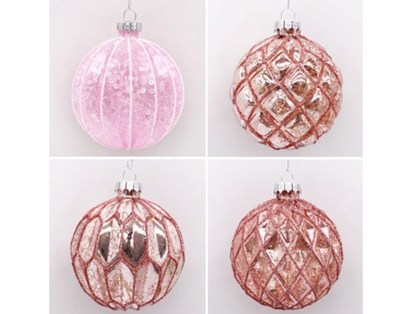 Set de 4 Bolas de Navidad Plateadas 8cm Bolas de Adornos de Árbol de Navidad