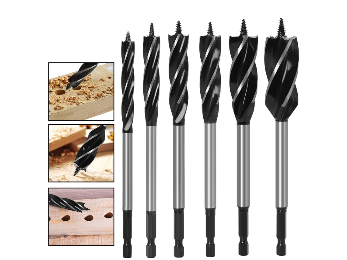 Juego De 6 Brocas Para Madera De Gran Diámetro, De Acero Al Carbono, Para Taladrado De Alta Velocidad Diámetros: 10 Mm,12 Mm,14 Mm,16 Mm,18 Mm,20 Mm.