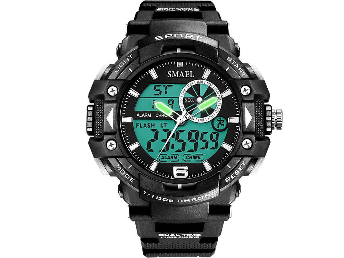 Reloj Deportivo Electrónico Smael Para Hombre Con Correa De Plástico, Negro Y Blanco.