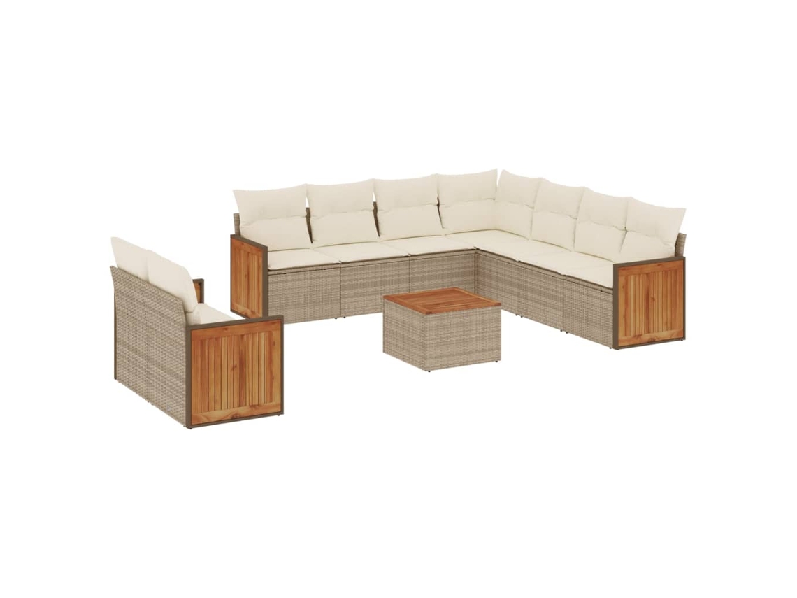 Maison Exclusive - Juego De Sofás Jardín Con Cojines Beige 10 Pzas Ratán Sintético