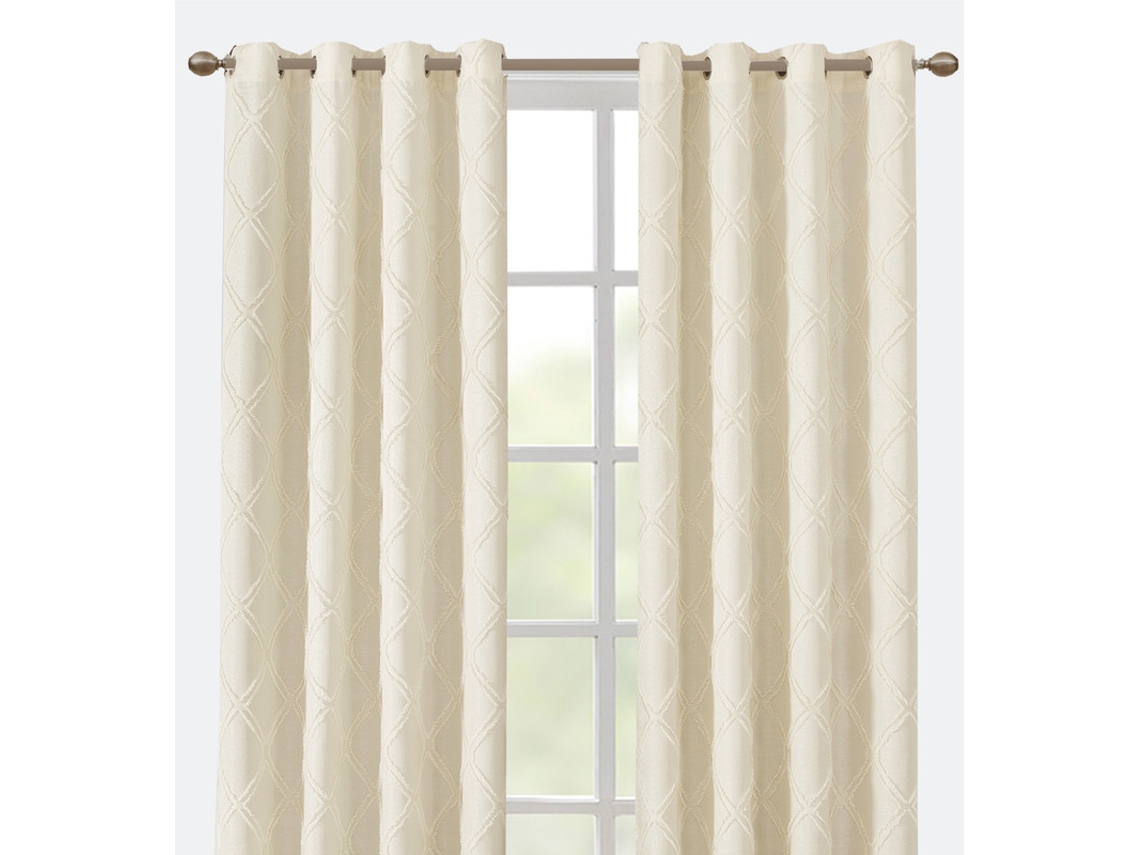 Cortina con estampado de rombos, color blanco claro, 140 x 260 cm - Individual