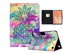 Funda A2 para tableta Amazon Fire HD 10 con estampado de piel sintética y ranuras para tarjetas, diseño de piñas coloridas (2023)