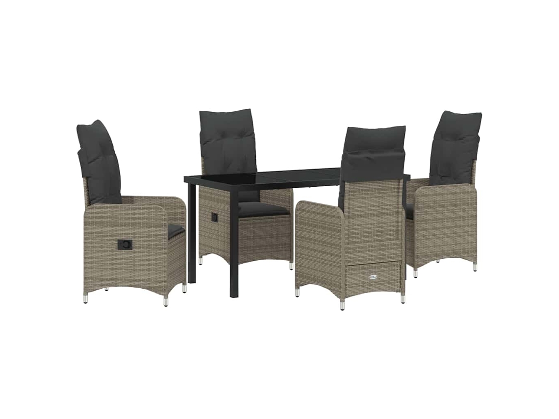 Conjunto de Jantar para Jardim 5 Pcs Cinzento Vime Pe MAISON EXCLUSIVE