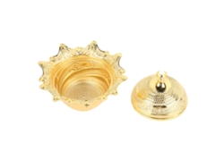 Elegante Cuenco Decorativo Retro De Metal Dorado Para Frutas, Dulces Y Aperitivos Con Tapa.