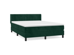Maison Exclusive - Cama Box Spring Con Colchón Terciopelo Verde Oscuro 140x190 Cm