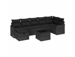 Maison Exclusive - Juego de sofás con cojines hechos a mano, 8 piezas, mimbre negro