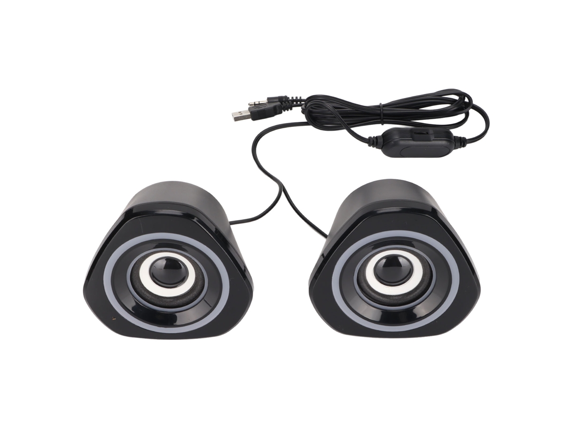 Alto-falantes Para Computador Usb Com Luz Led Fio Plug And Play Pequenos Para Pc Xbox Smartphones Preto