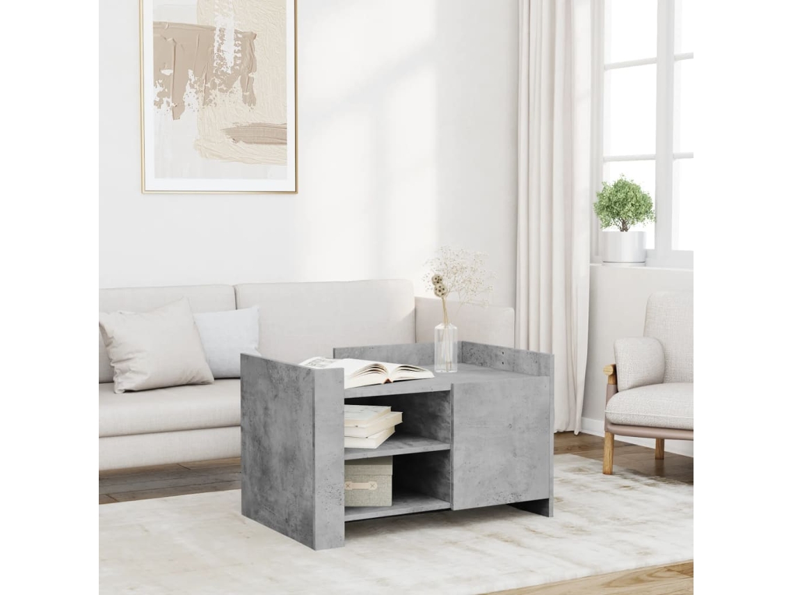 Mesa de centro de 80x50x50 cm, fabricada en derivados de madera, color gris cemento, HARLANV1