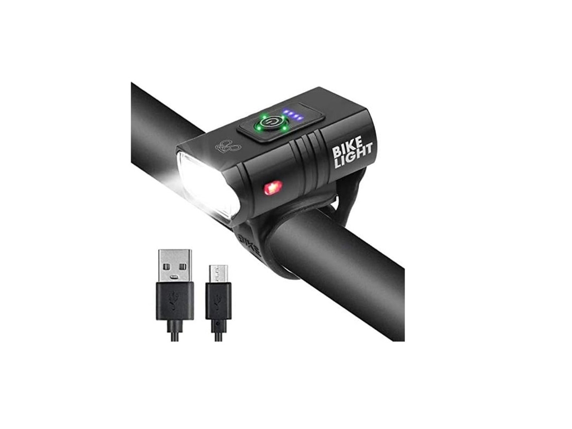 Luces De Bicicleta, 2 Luces De Bicicleta Led 6 Modos De Luz Con Holofote Y Holofote, Super Brillante 1500 Lúmenes, Ipx7 Impermeable Yizhood (negro)