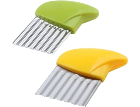 Cortador de patatas fritas y zanahorias de acero inoxidable, cortador ondulado arrugado para verduras, cortador de patatas fritas, 2 paquetes/juego...