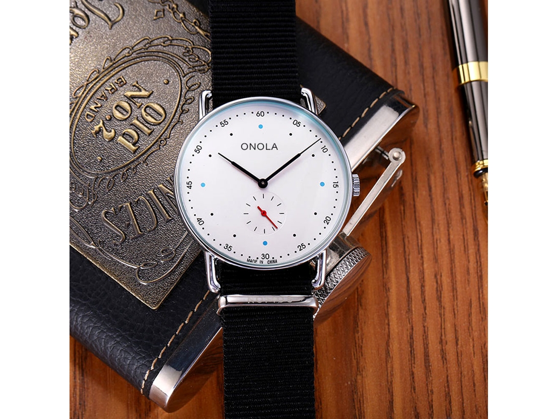 Reloj De Cuarzo Para Hombre Onola 3806 Con Correa De Cuero/nylon, Resistencia Al Agua De 3 Atm, Modelo De Moda.