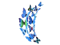 Adhesivo decorativo de pared con mariposa azul magnética 3D