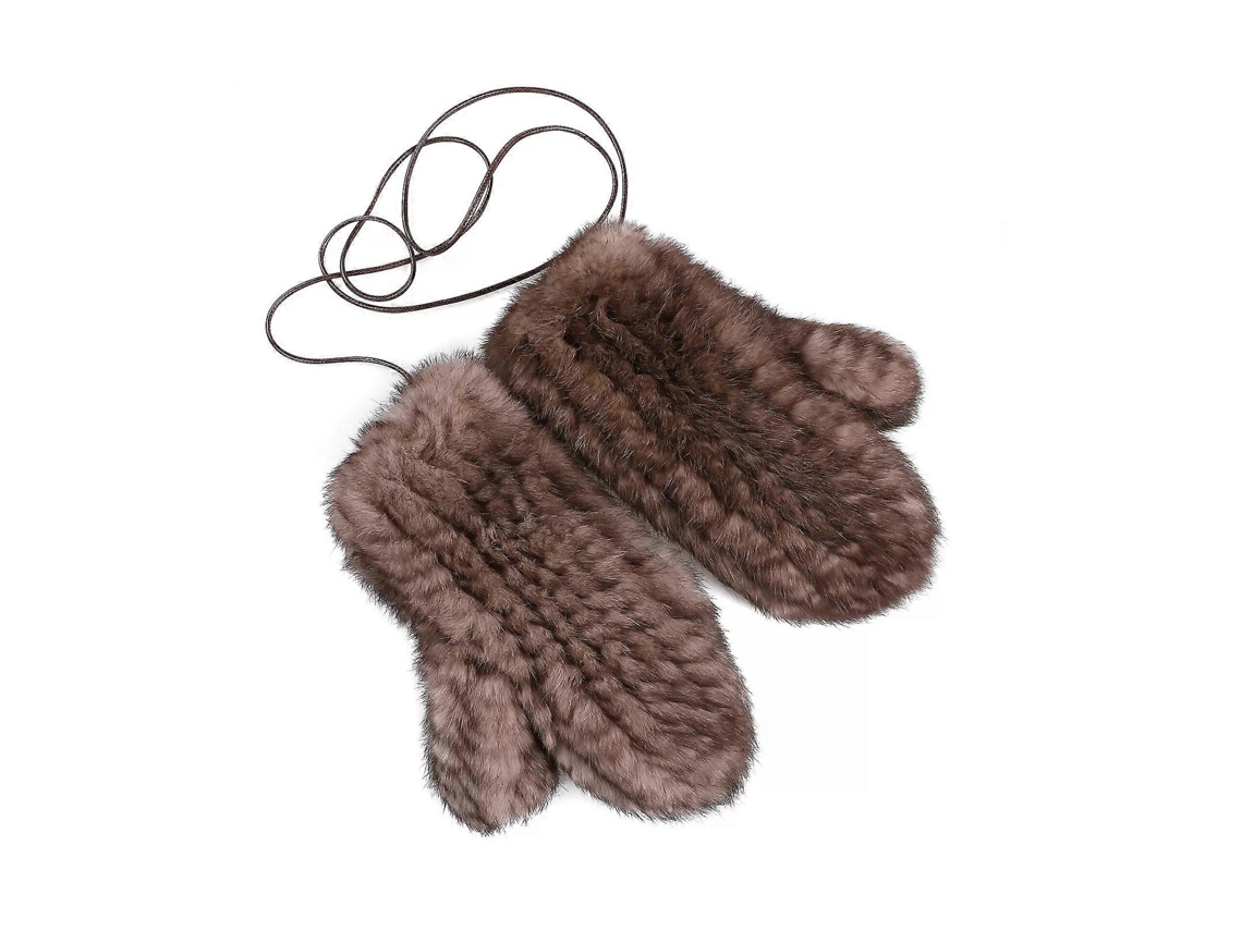 Guantes de lana de conejo de punto cálidos y lujosos para mujer en invierno