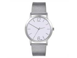 Reloj De Pulsera De Cuarzo Para Hombre Y Mujer Con Dial Redondo Y Correa De Plástico (plata)