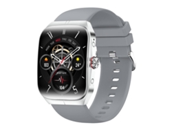 Smartwatch HK80 con pago NFC vía Bluetooth, medición de presión arterial y oxígeno en sangre, función multideporte, color plata.
