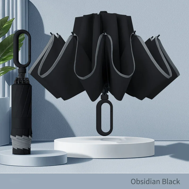 Paraguas Plegable Manual De 20 Varillas, Resistente Al Viento, Con Hebilla, Protección Upf50+, Portátil Y Compacto (negro Obsidiana).