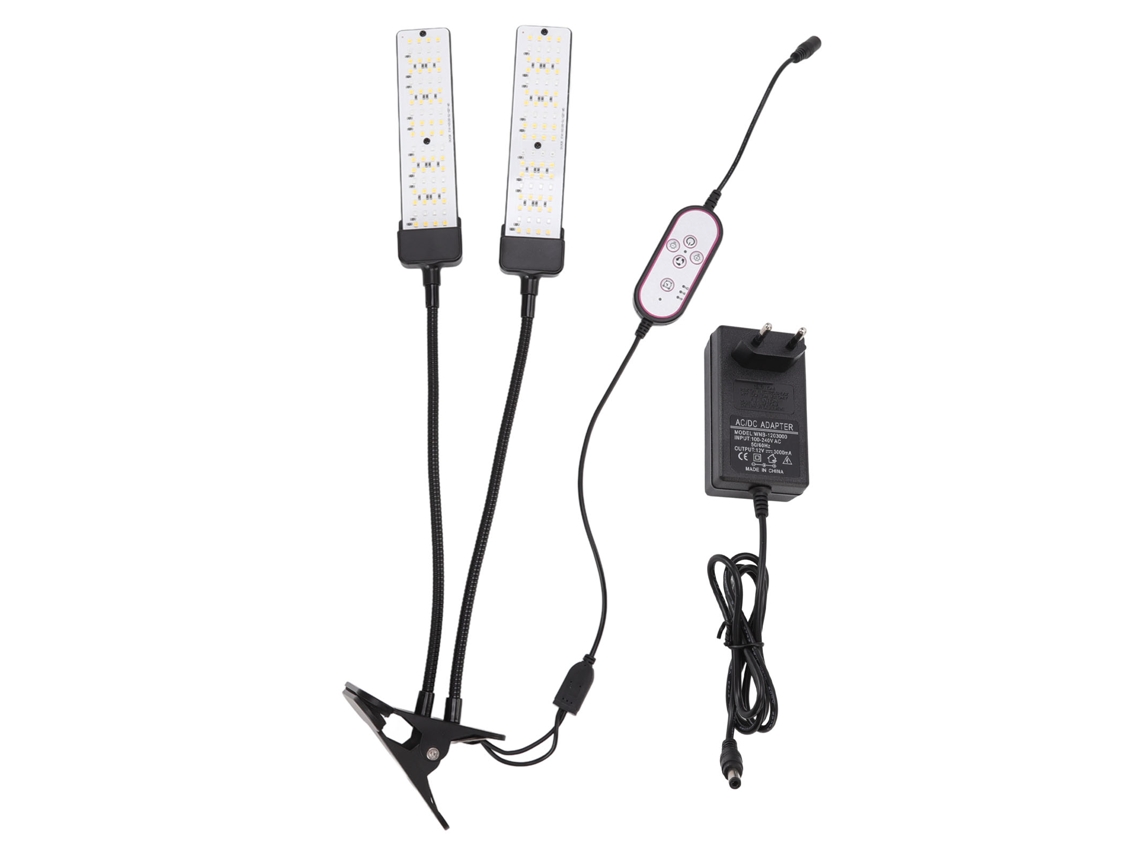 2026-lámpara De Crecimiento De Plantas De Doble Cabeza Clip Con Espectro Completo Y Temporizador Para Cultivo Interior 100‑240v Plug Eu