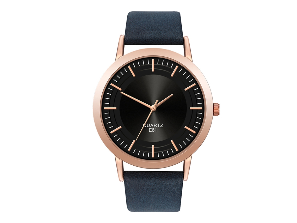 Reloj De Pulsera Unisex De Cuarzo Con Elegante Correa De Pu (espejo Negro, Correa Azul)