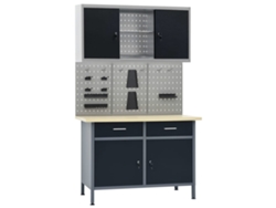 Banco de trabajo con tres paneles de pared y un armario DKD HOME DECOR