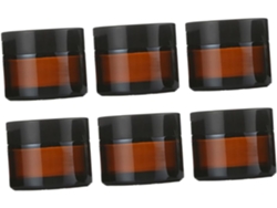 Juego de 6 tarros de cristal vacíos para maquillaje, ideales para cremas y cosméticos.