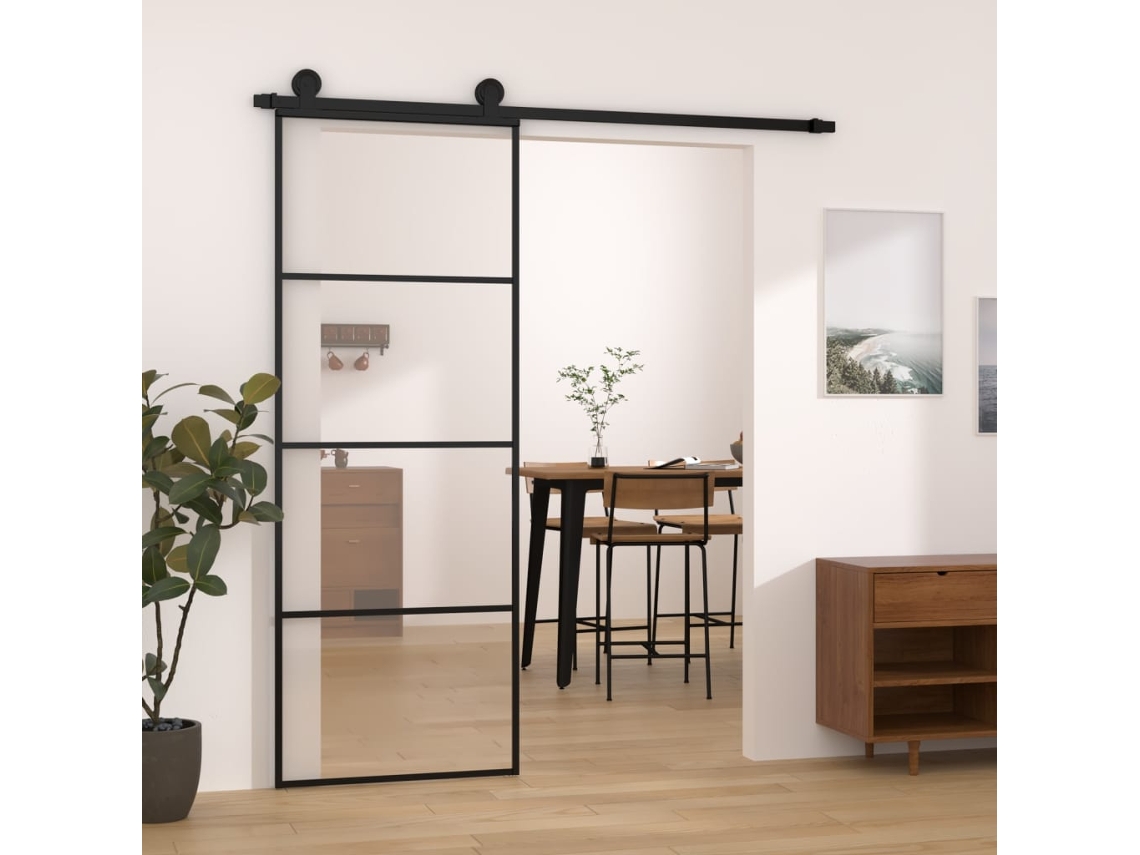 Puerta Corredera Con Set Herrajes Vidrio Esg Aluminio 76x205 Cm