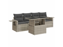 Maison Exclusive - Set De Sofás Jardín Y Cojines 5 Pzas Ratán Sintético Gris Claro