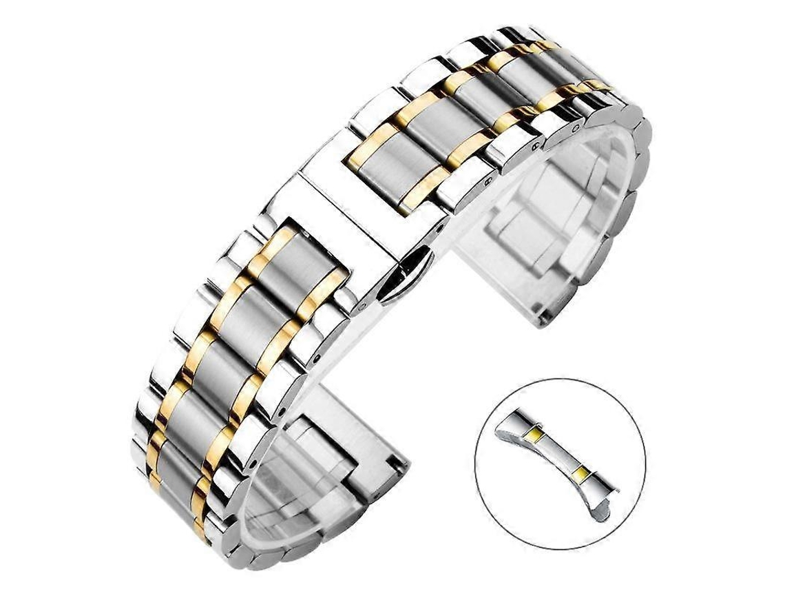 Pulsera de reloj Xdfind con cierre de mariposa en acero inoxidable macizo con cinco cuentas