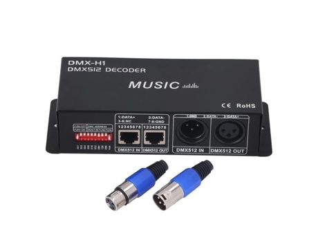 Decodificador HURRISE DMX de 3 Canales, Controlador Ajustable RGB de Atenuación LED para Bares, Hoteles, Bares Sóbrios, 4A