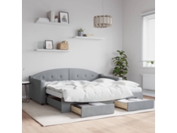Sofá Cama Nido Con Cajones Tela Gris Claro 90x190 Cm