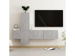 Conjunto de 3 muebles para TV de madera contrachapada gris cemento, DKD HOME DECOR