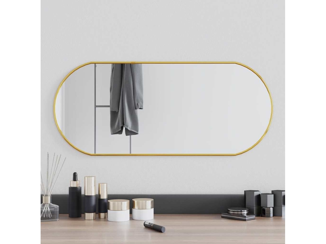 Espejo De Pared Ovalado Dorado 70x30 Cm