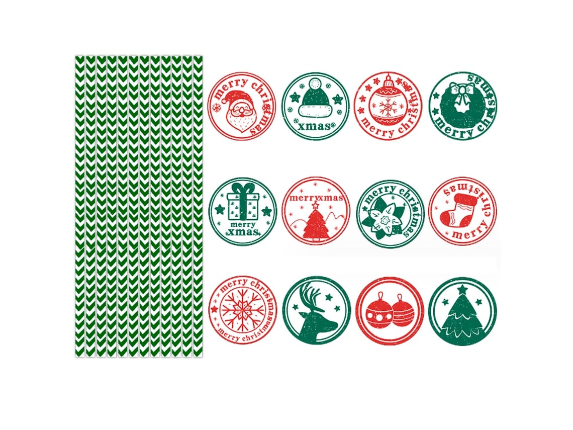 24 pajitas de papel desechables para fiesta de Navidad RNEMITERY