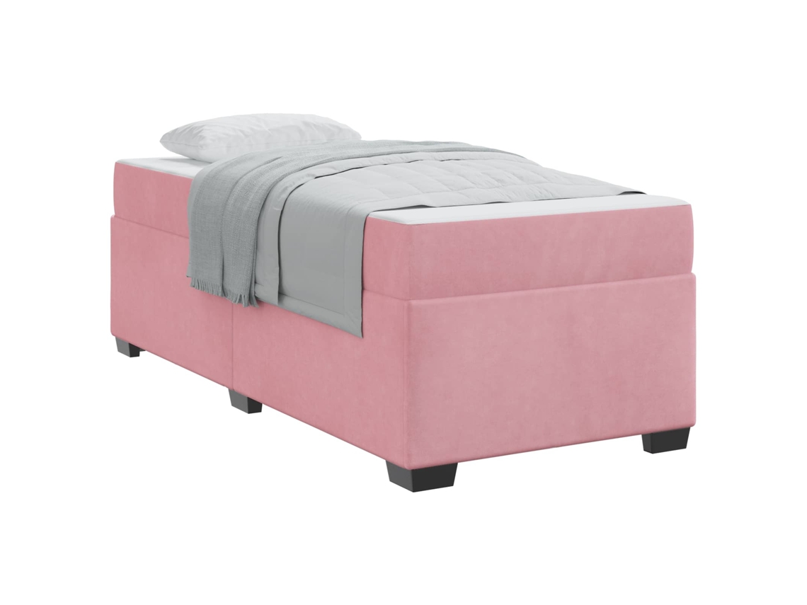 Maison Exclusive - Estructura De Cama Con Colchón Rosa 90 X 200 Cm Tela