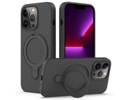 Funda Mobile Phone Cases Magsafe Liquid With Ring para iPhone 13 Pro Silicona Negro