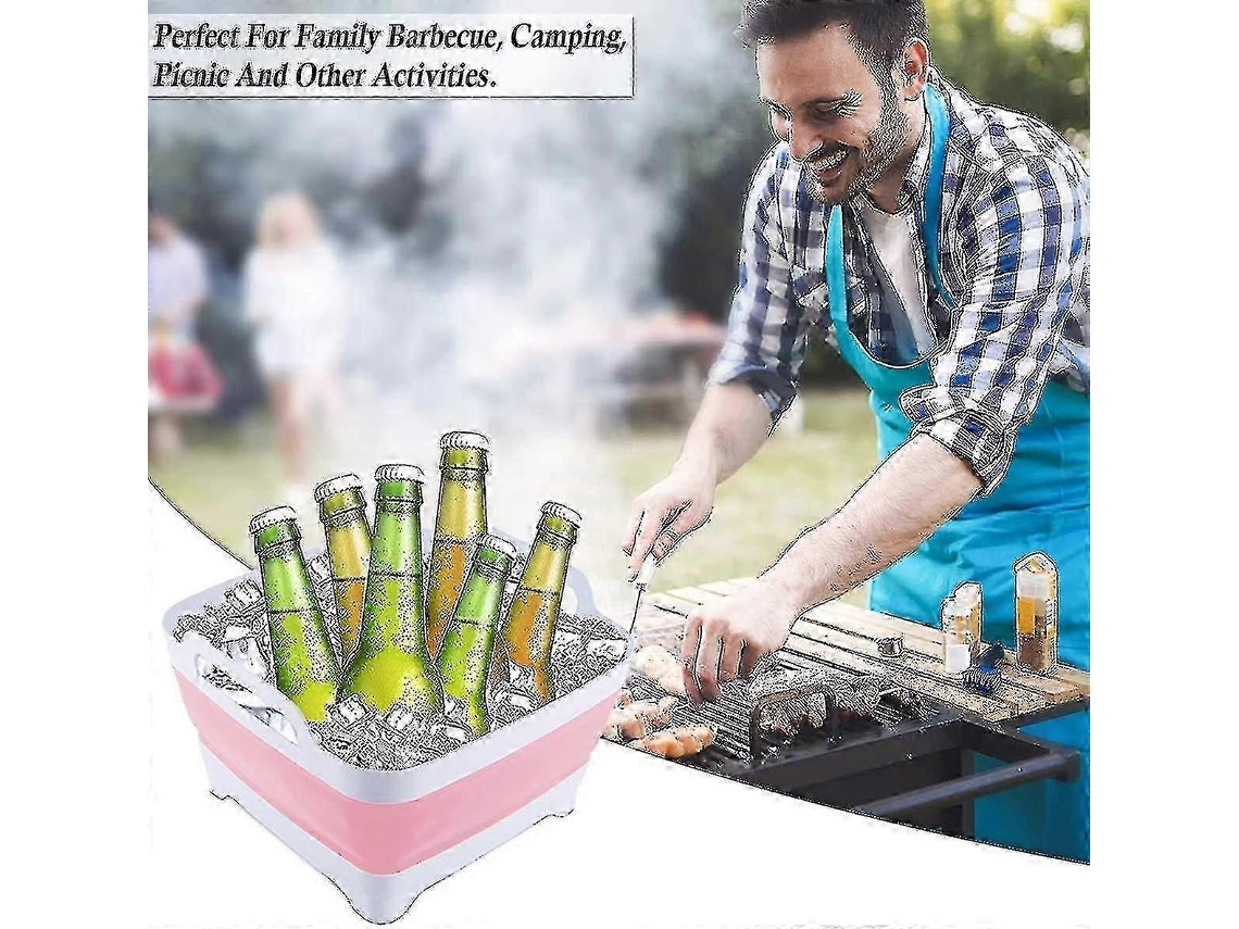 Tapa de desagüe plegable para fregadero de cocina de 9 litros, cesta cuadrada multifuncional para lavar frutas y verduras (rosa)