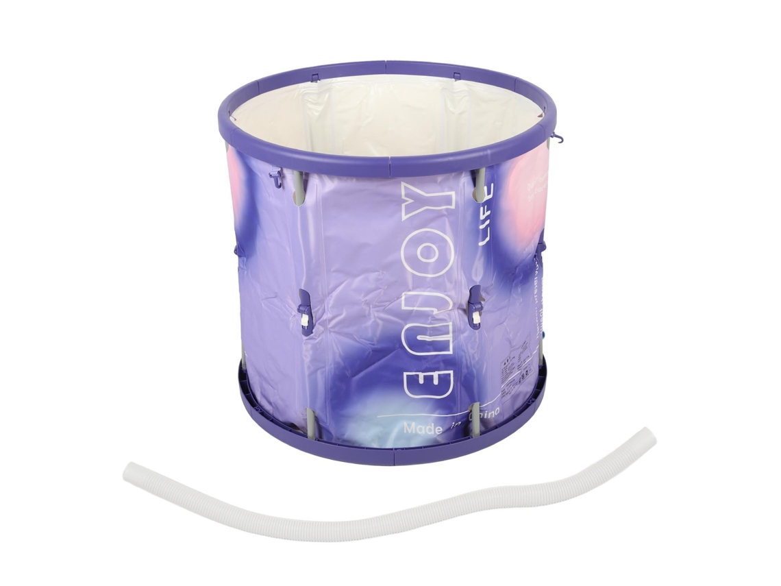 Bañera plegable portátil multifuncional de PVC para niños y adultos, ideal para el baño de sudor, con efecto medicado, color azul y morado.