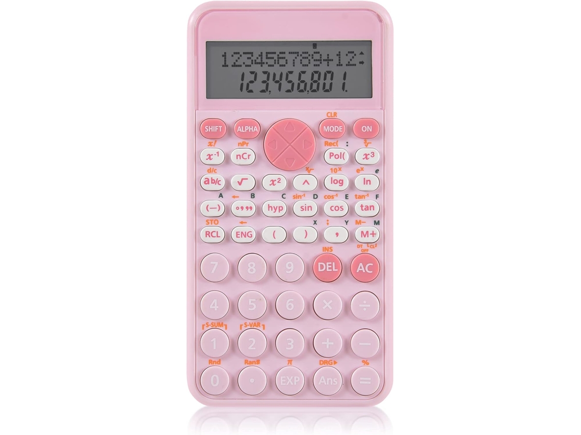 Calculadora científica Eifson Standard de 2 líneas, ideal para estudiantes de primaria y secundaria (rosa)