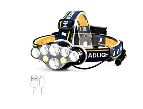Linterna frontal 4000LM T6 LED Linterna 3 Modo Zoom Linterna frontal Impermeable Linterna de cabeza Camping Caza Linterna por batería AA roja (Negr...