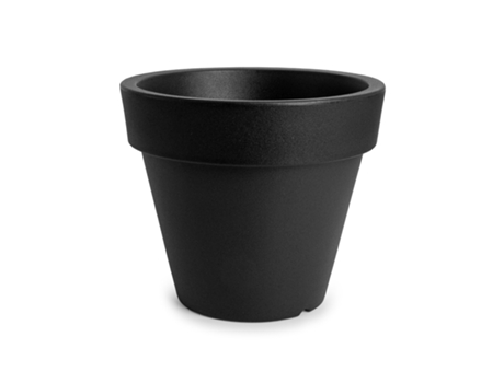 THEONE Maceta Redonda 11L en Resina de Polietileno. Negro PLASTIKEN