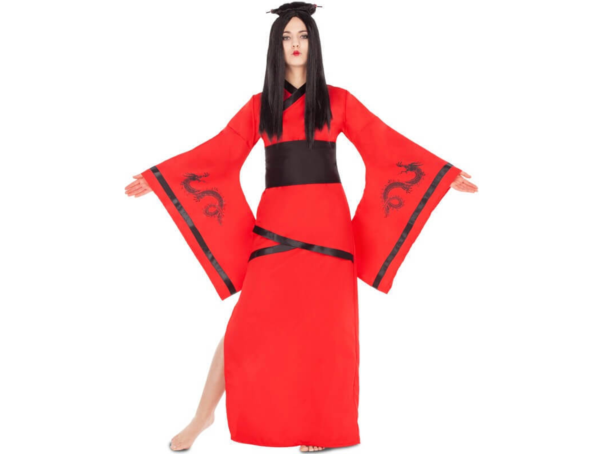 Disfraz de Mujer DISFRAZZES China Rojo Y Negro (Talla: M/L)
